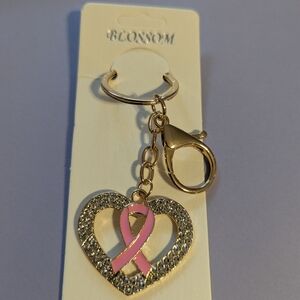 Breast Cancer Awareness Gold and Pink Ribbon Key Holder